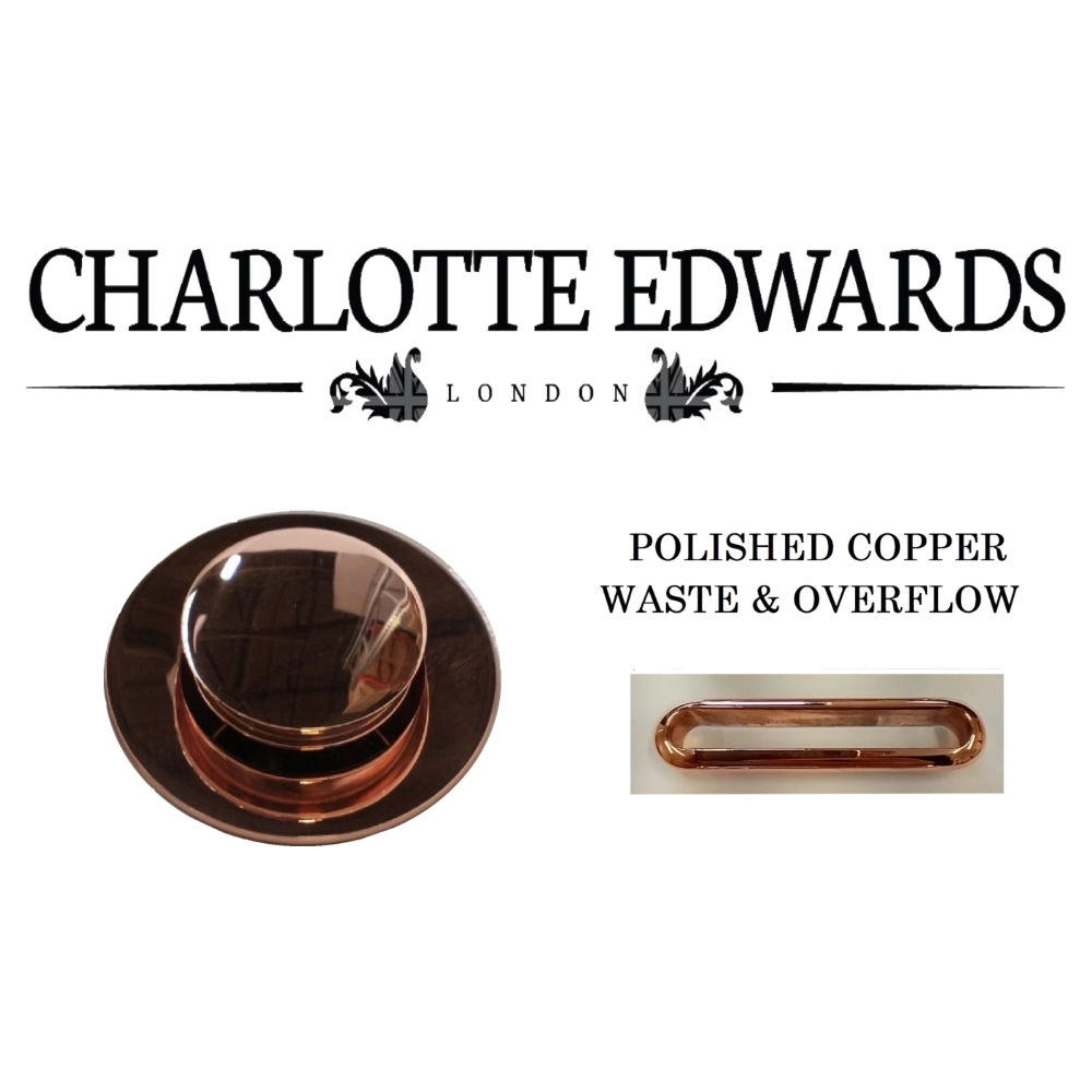 Charlotte Edwards Bath Waste Plug & Overflow copper set