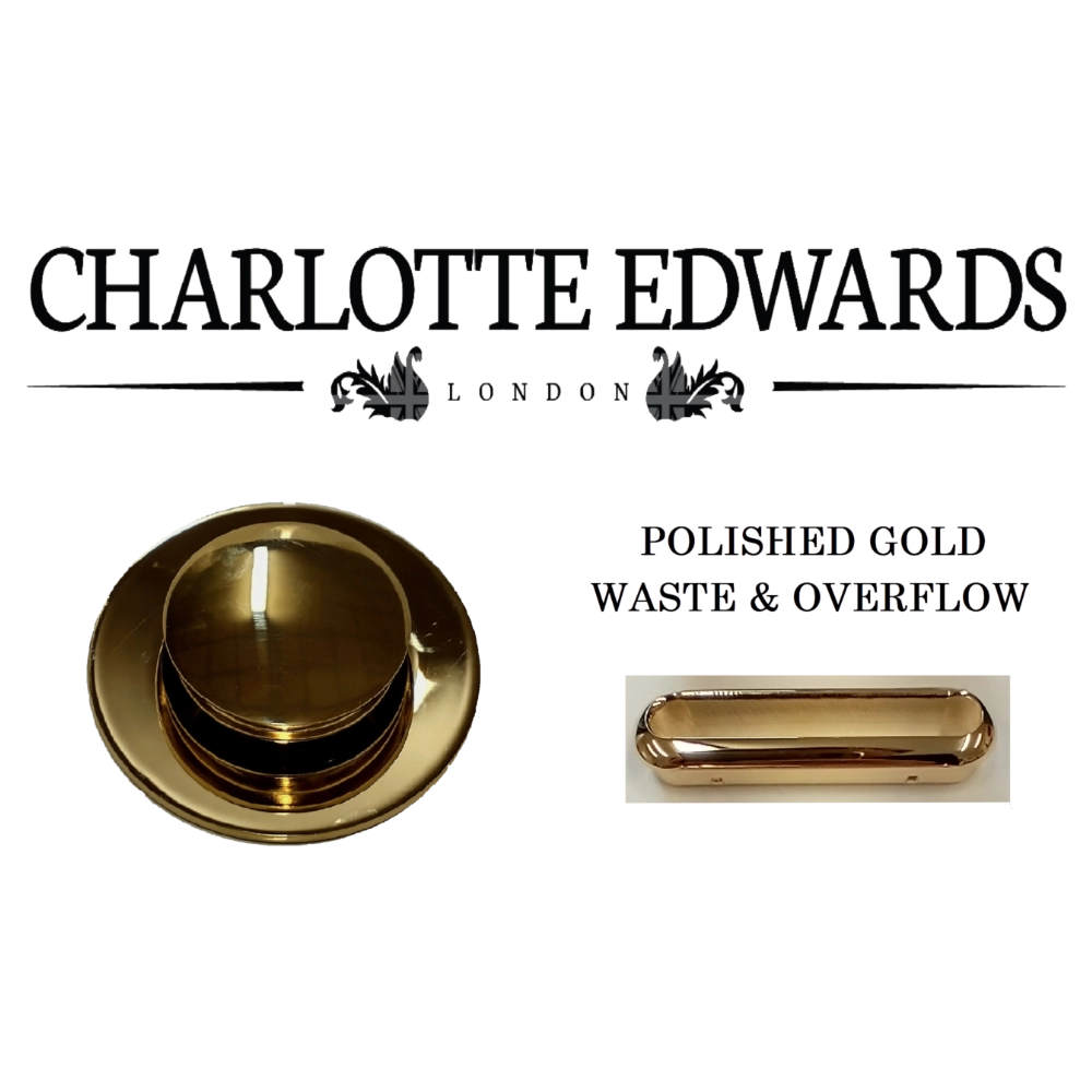Charlotte Edwards Bath Waste Plug & Overflow polished gold set