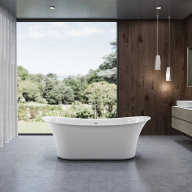 charlotte edwards white admiralty bath with a modern contemporary bathroom with a view of a garden