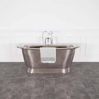 Hurlingham Allingham Nickel Bath, Roll Top Nickel Bathtub 1730mm x 710mm SS002 BES115 within luxury bathroom