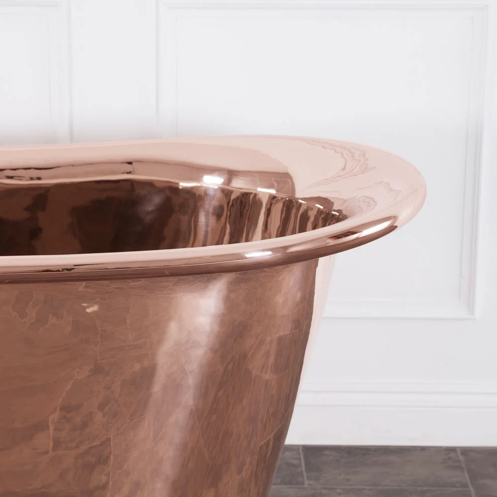 Hurlingham Alverton Copper Bath, Roll Top Copper Bathtub, 1730x710mm close up