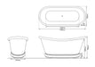 Hurlingham Bulle Nickel Bath, Freestanding Roll Top Traditional Bathtub specification technical drawing SS058
