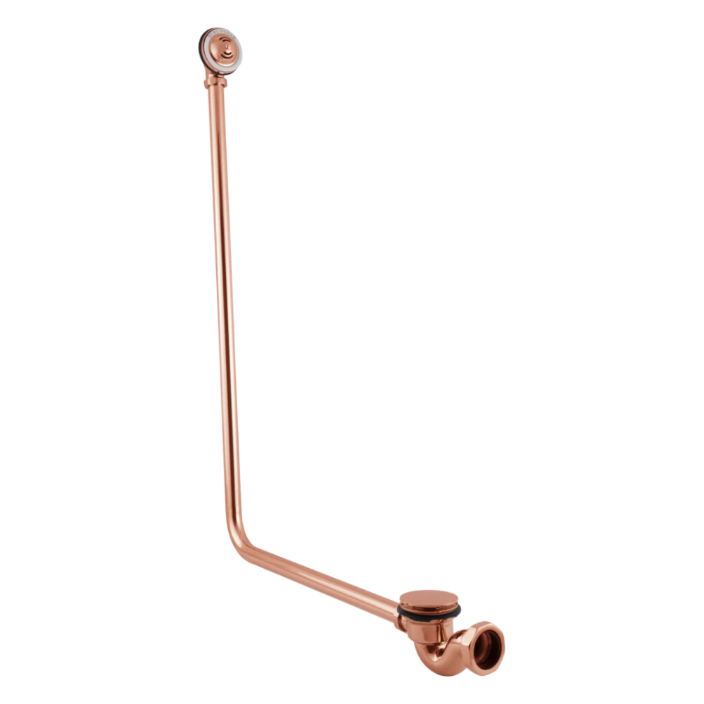 Hurlingham Exposed Bath Click Clack Waste With Overflow Pipe copper