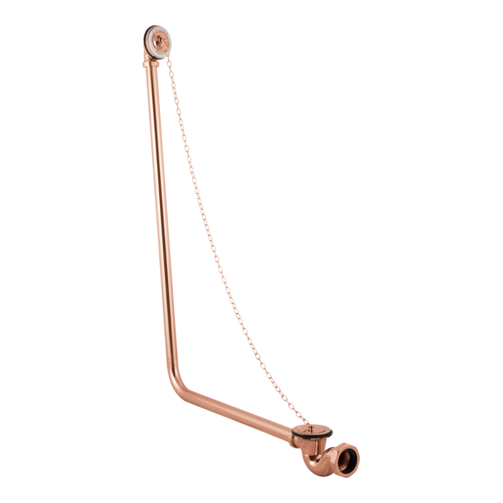 Hurlingham Exposed Bath Plug & Chain Waste With Overflow Pipe copper