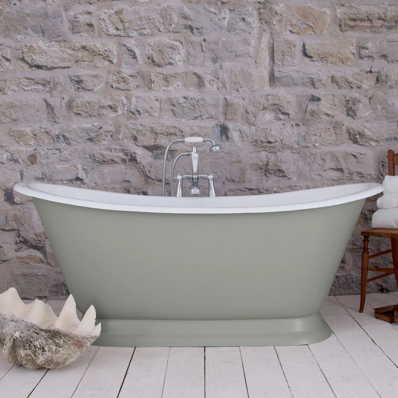 Hurlingham Galleon Freestanding Cast Iron Roll Top Bath, Bespoke Painted in length 1675mm BVC001 green finish for bathroom