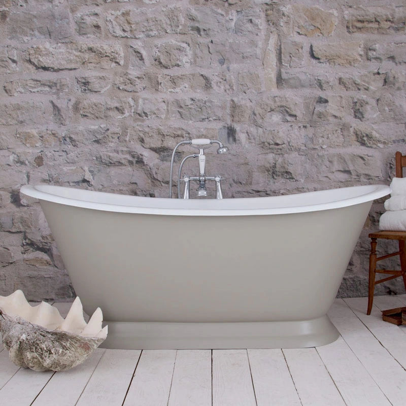 Hurlingham Galleon Freestanding Cast Iron Roll Top Bath, Bespoke Painted in length 1675mm BVC001 grey finish for bathroom