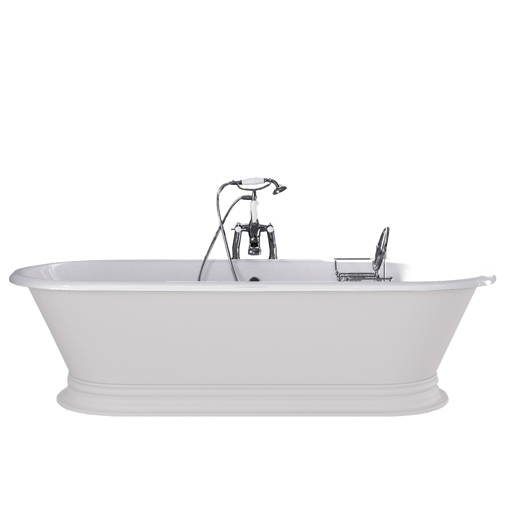 Hurlingham Shikara Freestanding Cast Iron Roll Top Bath, Bespoke Painted Bathtub in white with length 1820mm for bathroom 