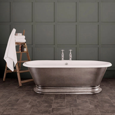 Hurlingham Shikara Freestanding Cast Iron Roll Top Bath in Metallic Pewter Lustre finish with length 1820mm for bathroom TBK081