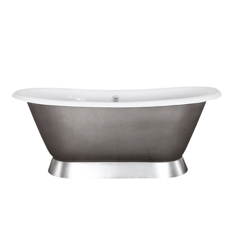 Hurlingham Chaucer Freestanding Cast Iron Roll Top Bath Metallic Pewter Lustre 680mm x 760mm EMP016 and EMP018 clear background