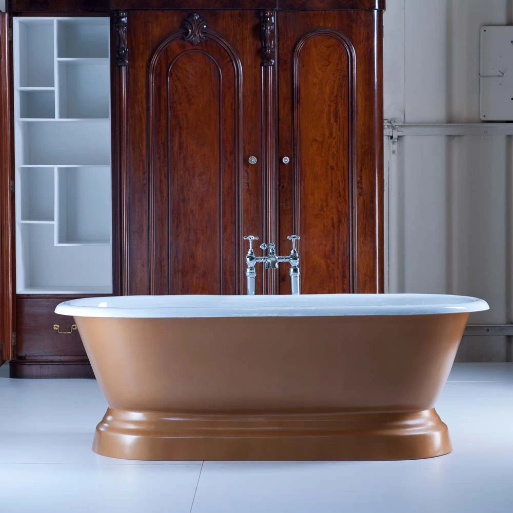 chaumont freestanding bath by arroll bespoke painted in light brown inspired by french interior bathroom 