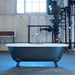 the moulin bespoke painted grey with blue hint  exterior and white interior freestanding french inspired bath