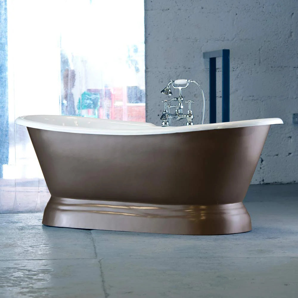 versailles arroll large light brown bespoke painted exterior white interior freestanding bathtub