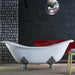 arroll villandry curved shape white painted with silver sculptural shaped claw legs perfect for a modern bathroom