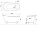Arroll Ambrose Freestanding Cast Iron Slipper Bath 1370x740mm technical drawing
