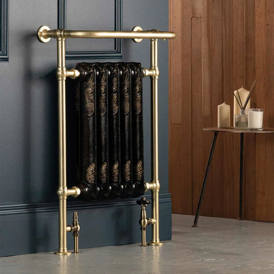arroll heated towel radiator brushed brass black vintage influence 