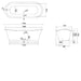 Arroll Lyon Freestanding Cast Iron Bath 1700x720mm technical drawing