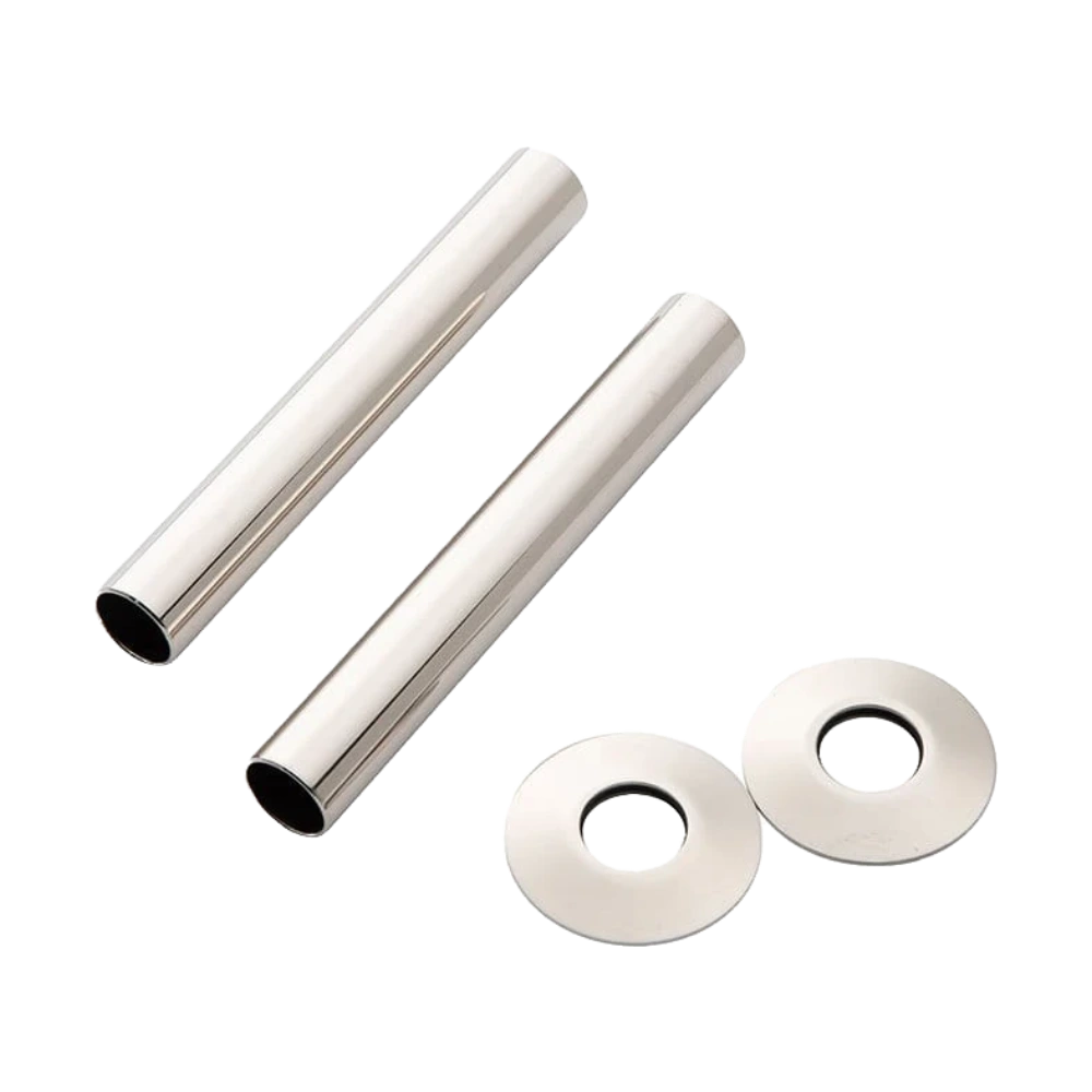 Arroll Radiator Pipe Cover Sleeves Shroud Kit with Base Plate 130mm in length and in Brushed Nickel Finish