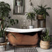 BC Designs Copper-Enamel Bath, Roll Top Bathtub 1700mm x 725mm BAC012 within modern luxury bathroom with green plants