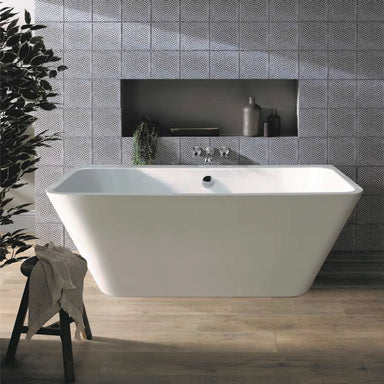 BC Designs Ancora Acrylic Square Bath, Back-To-Wall Bathtub, 1500x720mm bathroom image