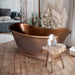 BC Designs Antique Copper Roll Top Boat Bath 1500mm x 725mm BAC047 bathtub with country bathroom freestanding on wooden floorboards