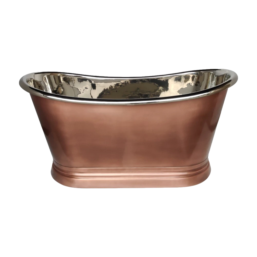 BC Designs Antique Copper-Nickel Bath, Roll Top Copper Bathtub 1500mm x 725mm with clear background BAC017