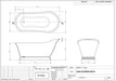 BC Designs Cian Freestanding Slipper Bath, White 1590x785mm technical data