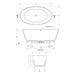 BC Designs Essex Cian Freestanding Bath, White & Colourkast Finishes 1510mm x 759mm BAB080 BAB081 technical drawing dimensions