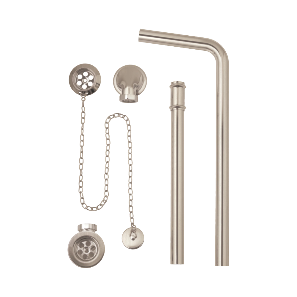 BC Designs Exposed Bath Waste, Plug & Chain with Overflow Pipe brushed nickel