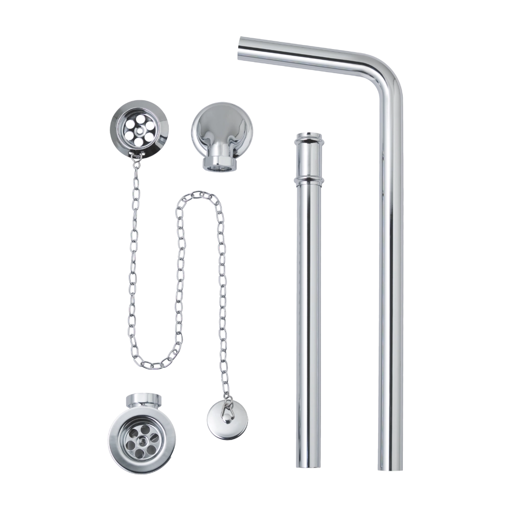 BC Designs Exposed Bath Waste, Plug & Chain with Overflow Pipe polished chrome