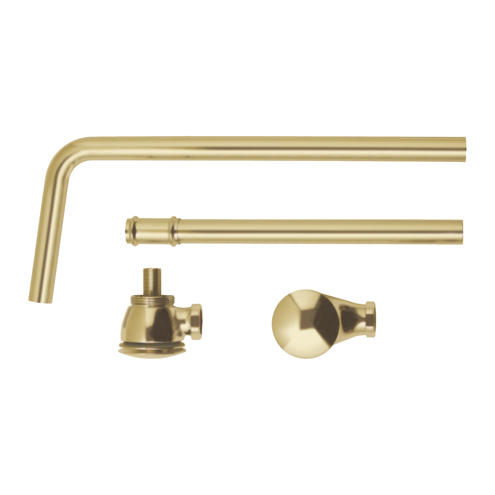BC Designs Push Down Exposed Extended Bath Waste With Overflow Pipe brushed gold