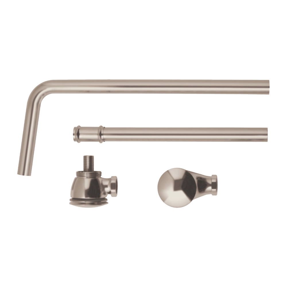 BC Designs Push Down Exposed Extended Bath Waste With Overflow Pipe brushed nickel