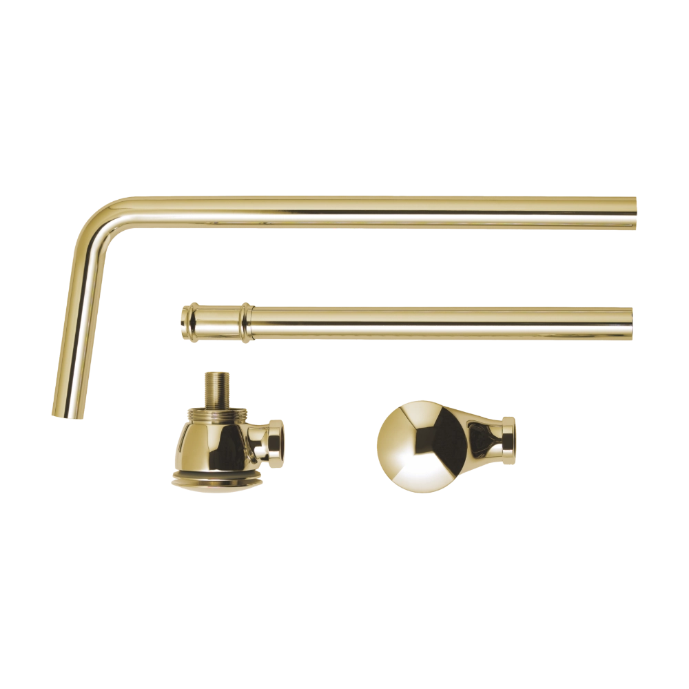 BC Designs Push Down Exposed Extended Bath Waste With Overflow Pipe gold