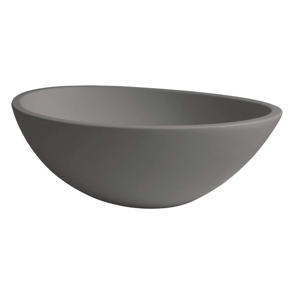 BC Designs Tasse Gio Cian Bathroom Wash Basin, 575x345mm industrial grey clear background