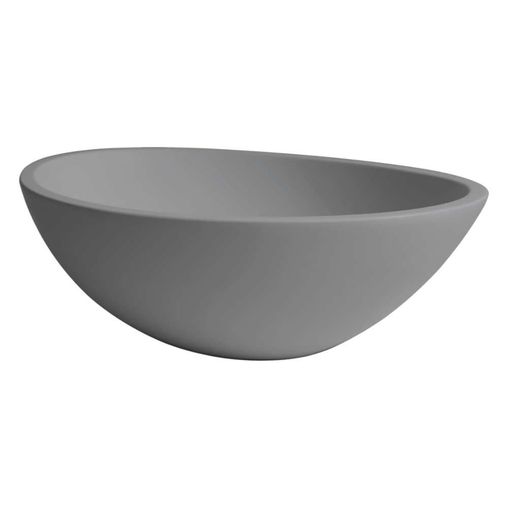 BC Designs Tasse Gio Cian Bathroom Wash Basin, 575x345mm powder grey clear background