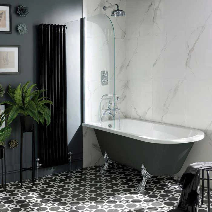 BC Designs Tye Acrylic Freestanding Bath, Painted Shower Bath With Feet, 1500x750mm in a bathroom space