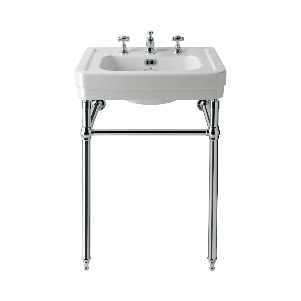 BC Designs Victrion Bathroom Ceramic Wash Basin and Stand 540mm with three tap holes