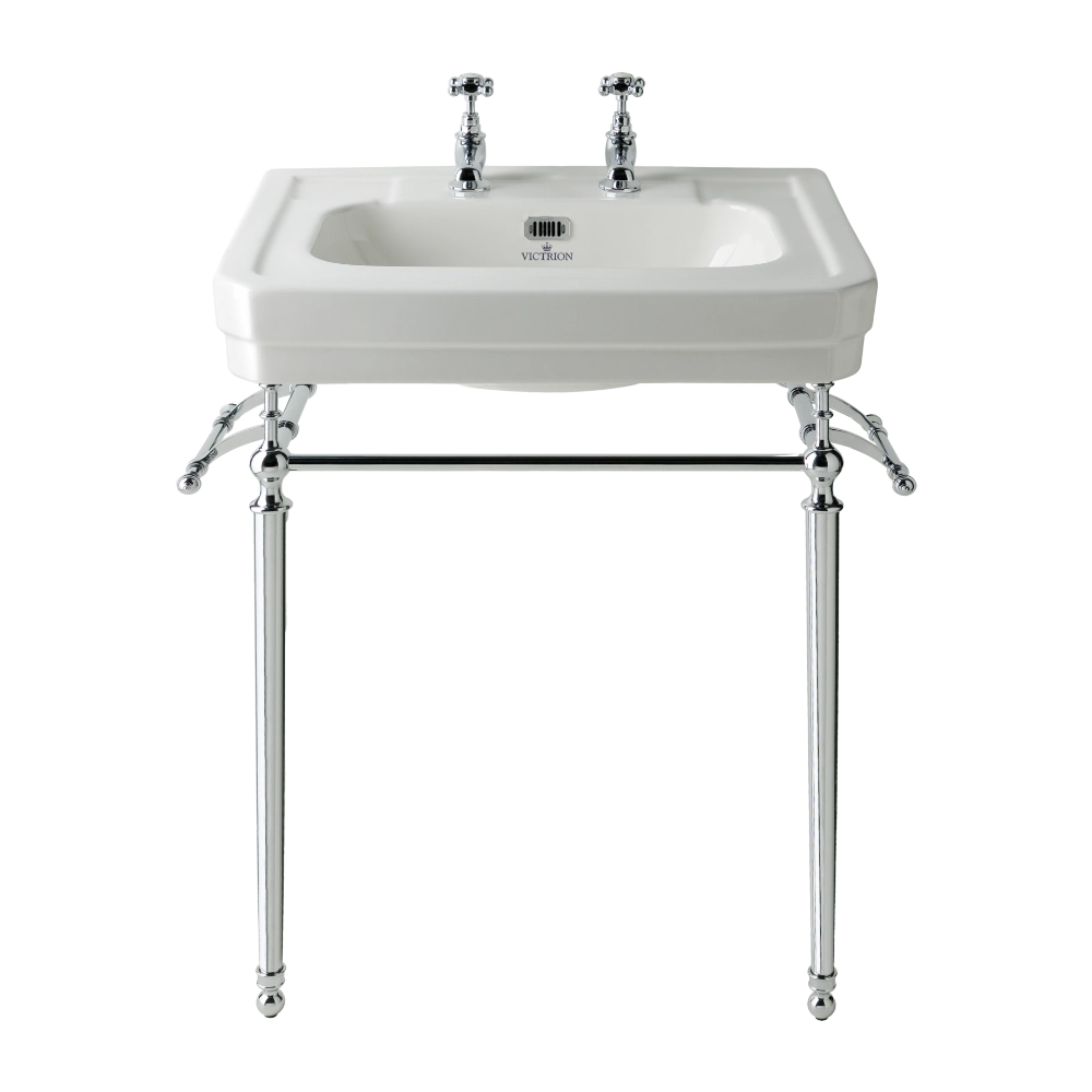 BC Designs Victrion Bathroom Wash Basin and Ardleigh Ornate Stand 640mm with two tap holes