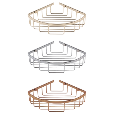 BC Designs Victrion Corner Shower Basket nickel, chrome and copper