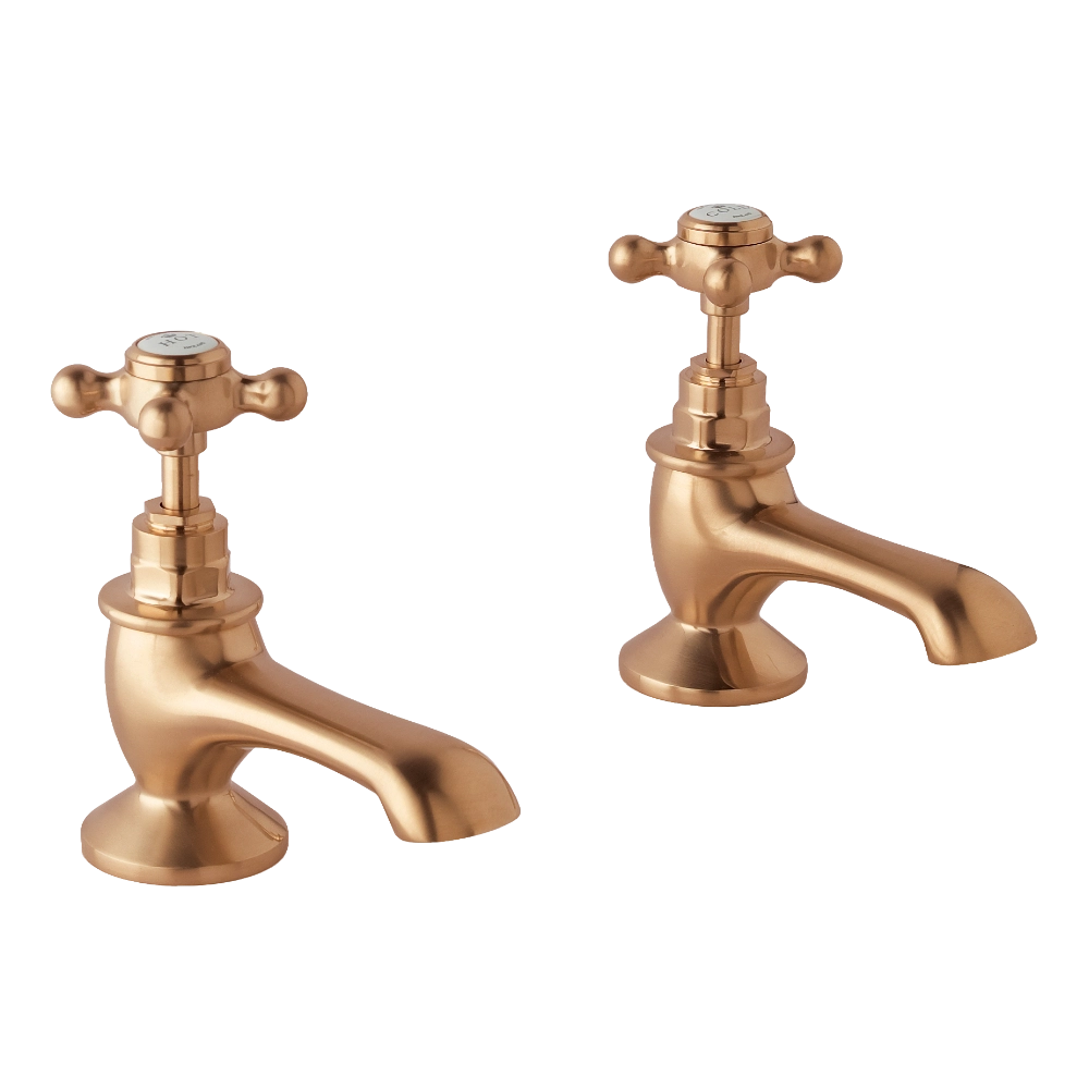 BC Designs Victrion Crosshead Pillar Bath Taps in Brushed Copper Finish CTA010BCO for bathroom sink