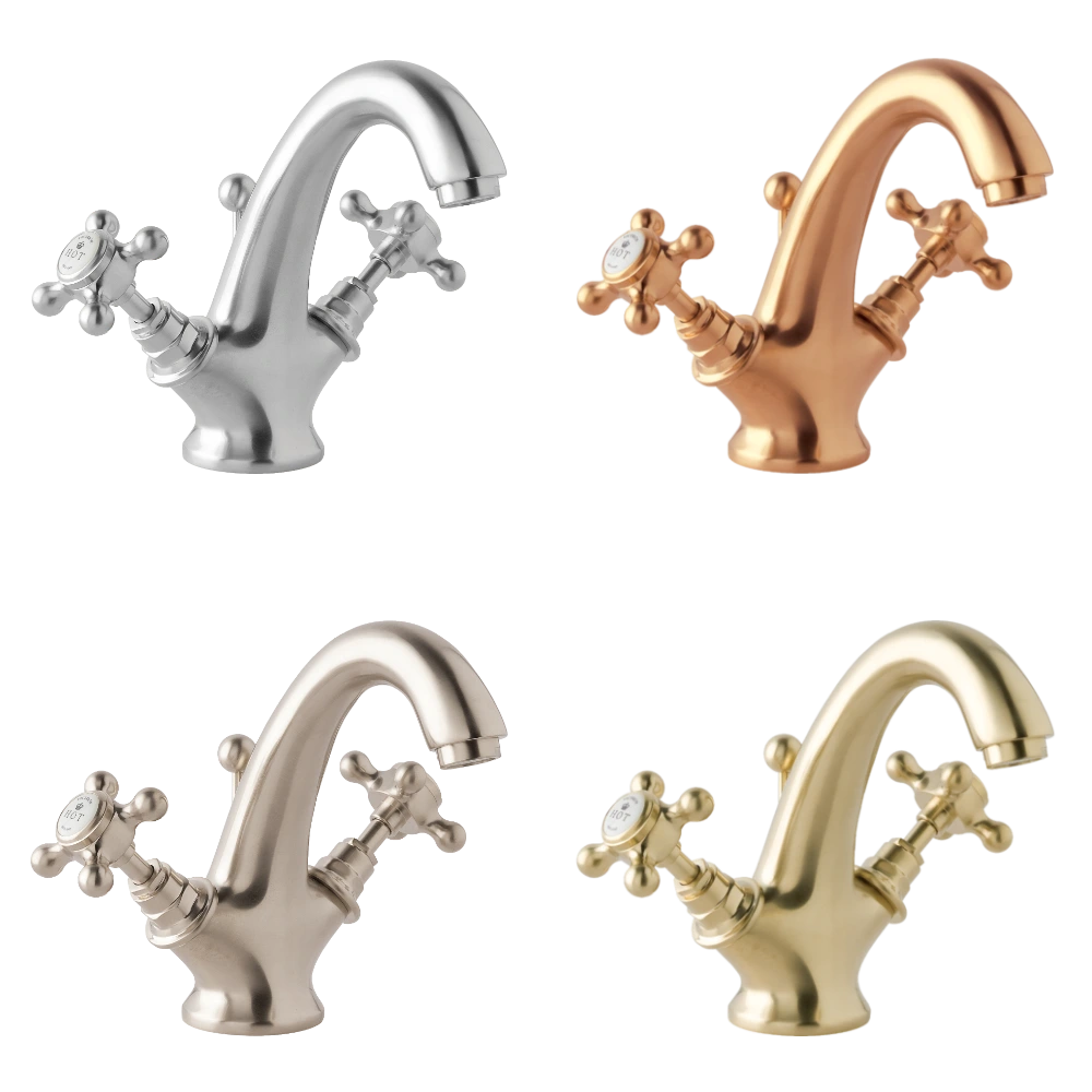 BC Designs Victrion Crosshead Mono Basin Mixer Tap, Inc Pop-Up Waste brushed metals