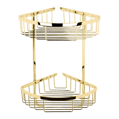 BC Designs Victrion Double Corner Shower Basket, Shower Shelves polished gold