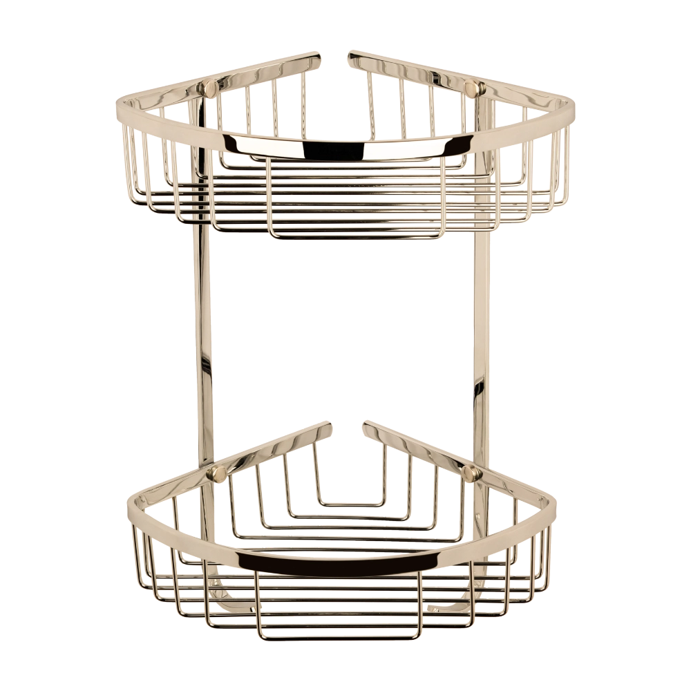 BC Designs Victrion Double Corner Shower Basket, Shower Shelves polished nickel