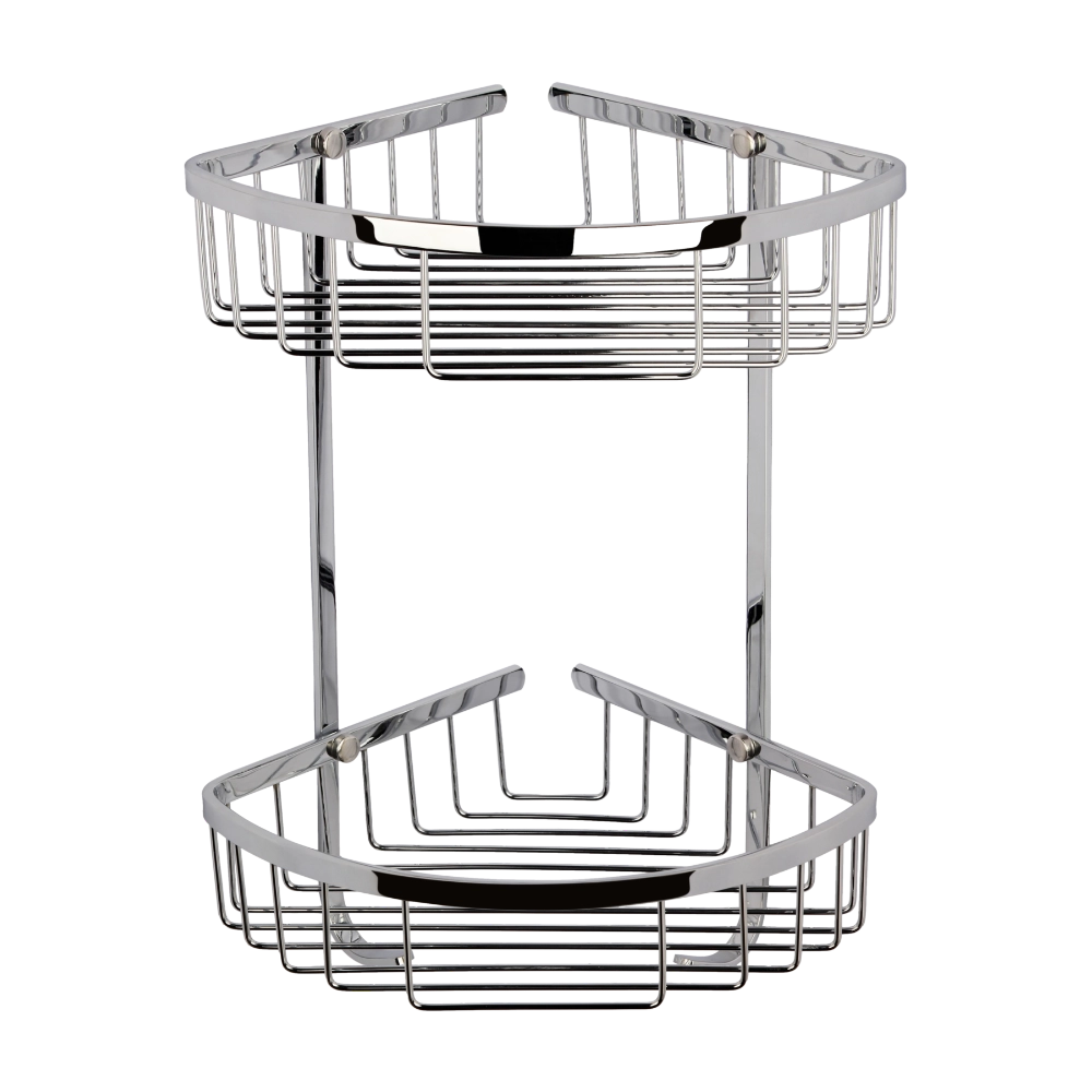 BC Designs Victrion Double Corner Shower Basket, Shower Shelves polished chrome