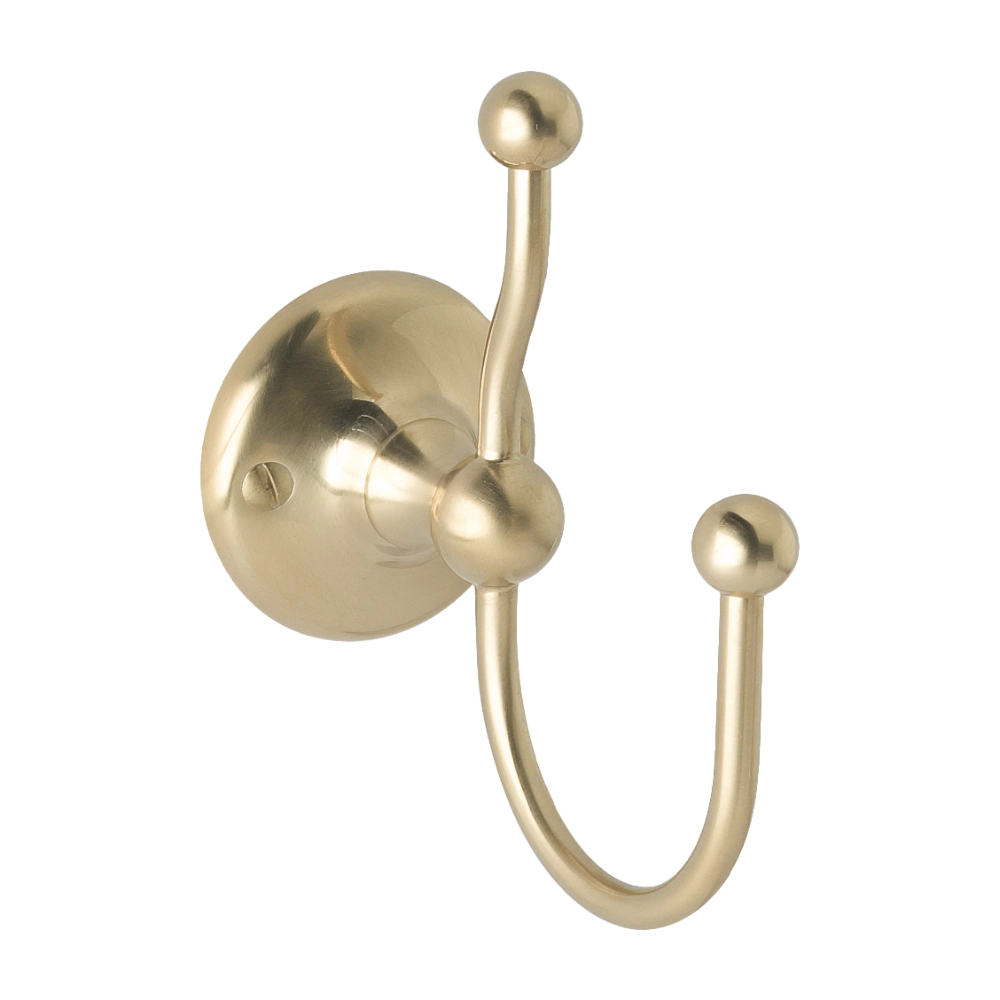 BC Designs Victrion Double Bath Robe Hook, Double Towel Hook brushed gold