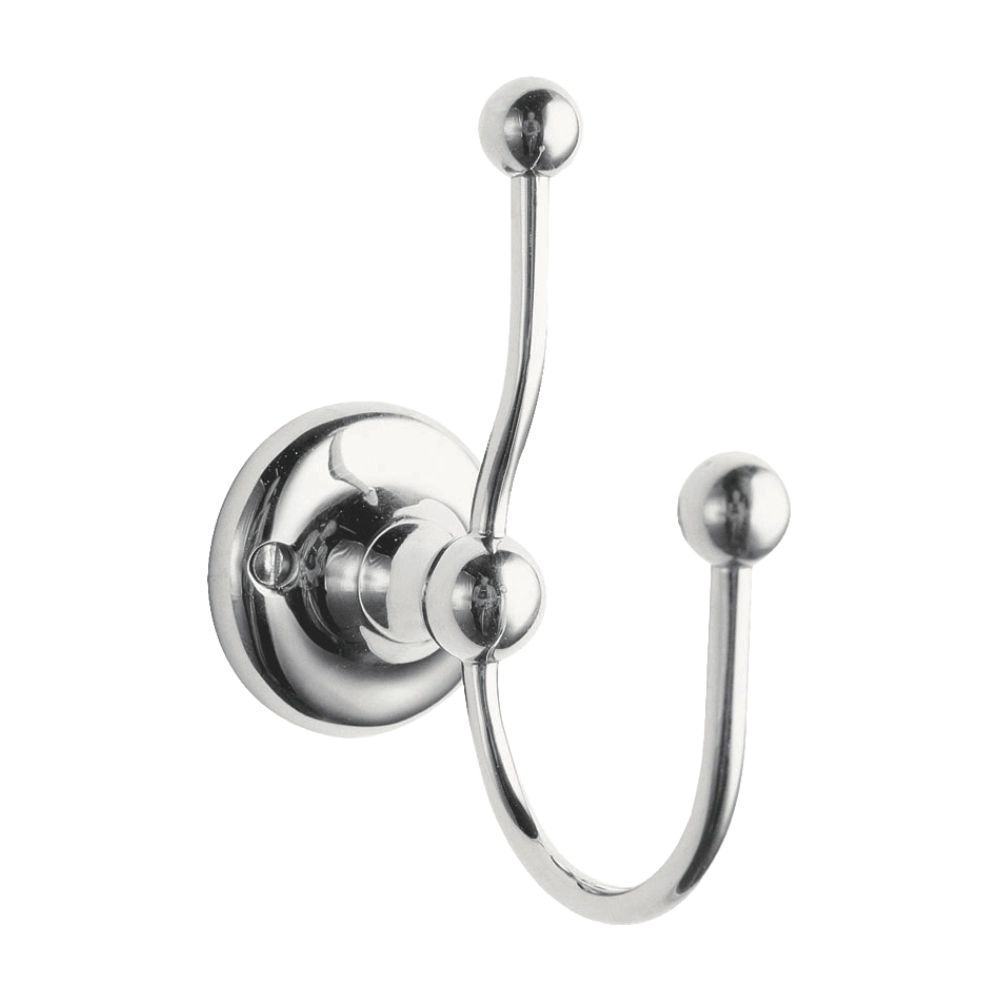 BC Designs Victrion Double Bath Robe Hook, Double Towel Hook polished chrome