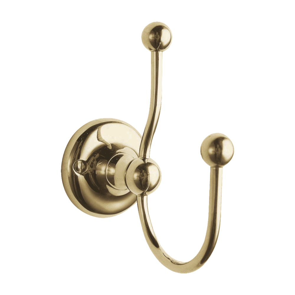 BC Designs Victrion Double Bath Robe Hook, Double Towel Hook polished gold
