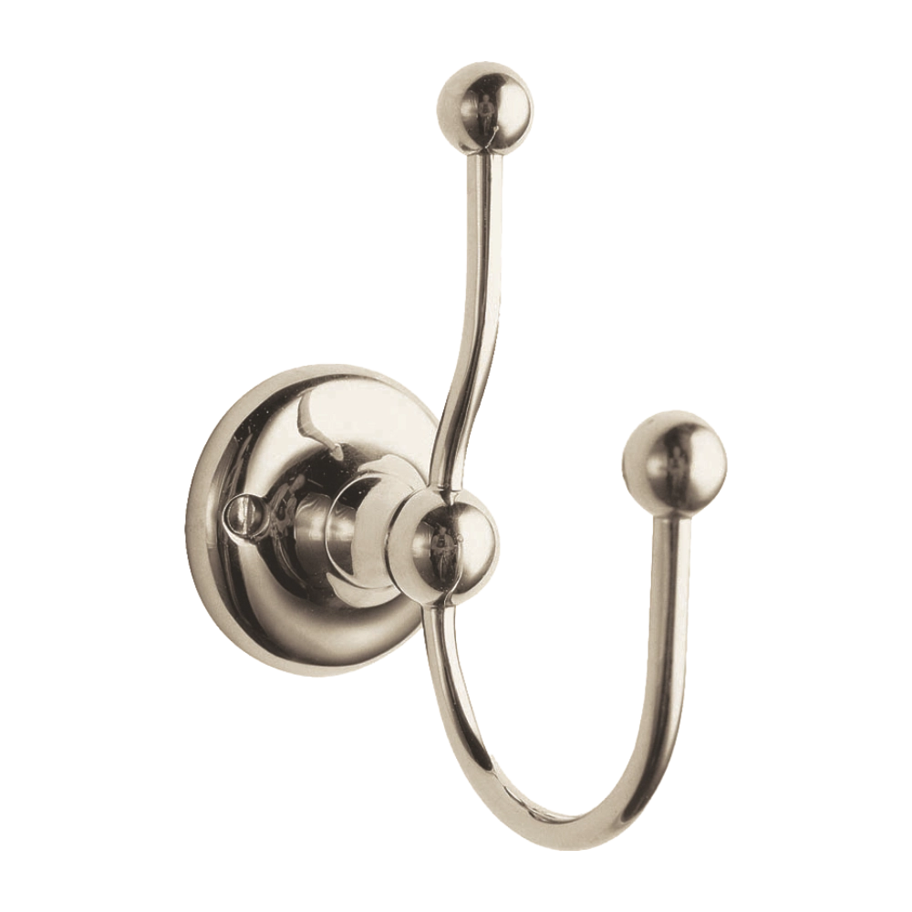 BC Designs Victrion Double Bath Robe Hook, Double Towel Hook polished nickel