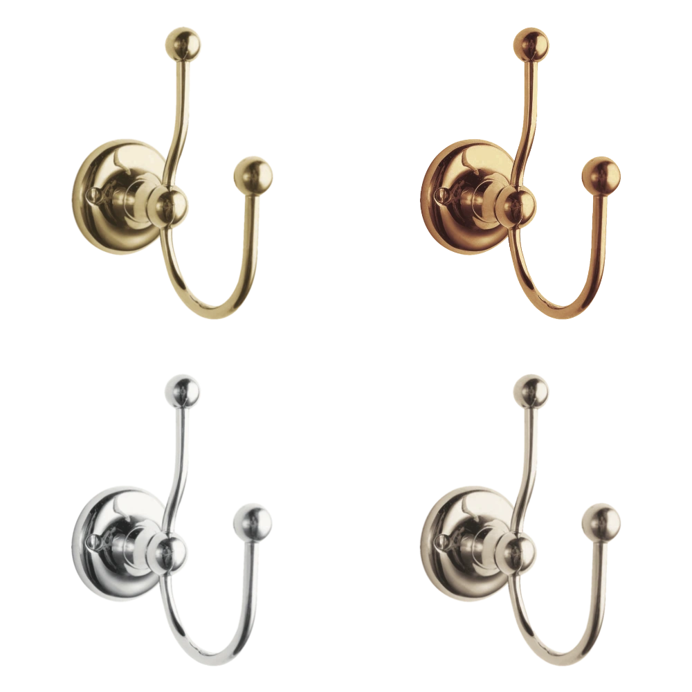 BC Designs Victrion Double Bath Robe Hook, Double Towel Hook polished finish