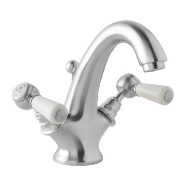 BC Designs Victrion Lever Mono Basin Mixer Tap Including Pop-Up Waste in Brushed Chrome finish for luxury bathroom CTB115BC