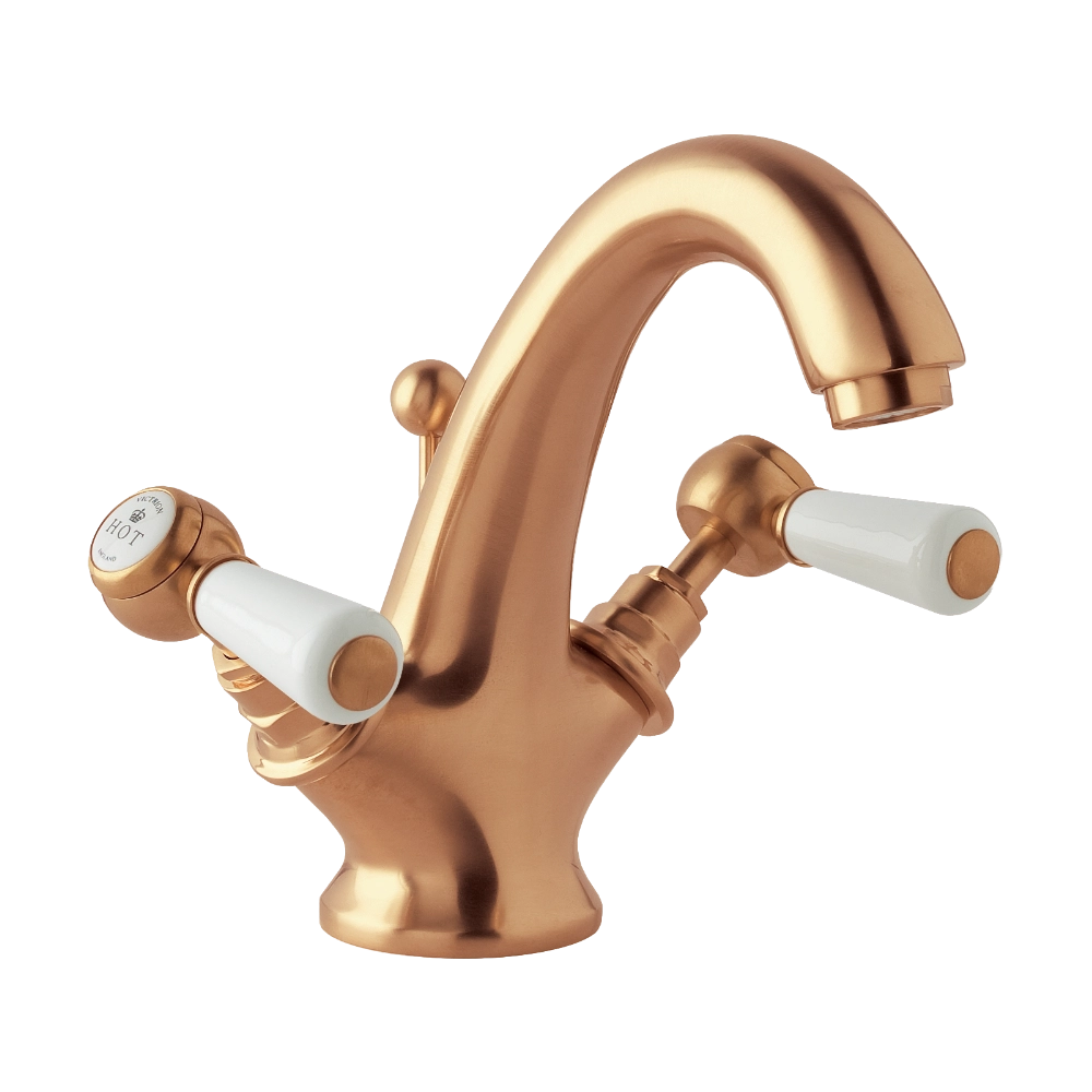 BC Designs Victrion Lever Mono Basin Mixer Tap Including Pop-Up Waste in Brushed Copper finish for luxury bathroom CTB115BCO